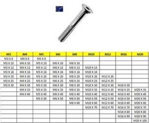 DIN7991 ISO10642 M5,M6,M8 * L=6,8,10,12,16,20,25,30mm Hexagon